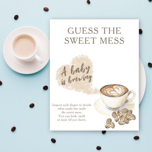 Poster Baby shower de café Devinez le gâteau doux