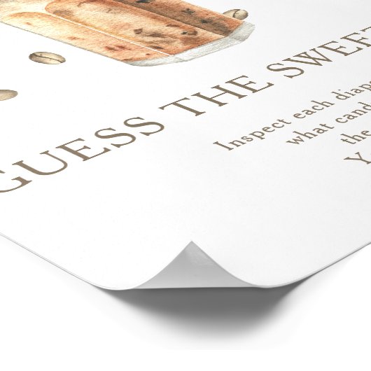 Poster Baby shower de café Devinez le gâteau doux (Coin)