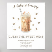 Poster Baby shower de café Devinez le gâteau doux (Devant)