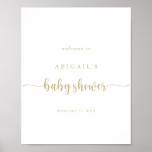 Poster Baby shower de calligraphie minimaliste en or