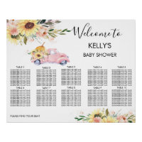 Baby shower de camion Citrouille rose Tableau de s