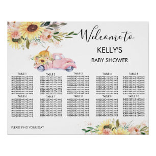 Poster Baby shower de camion Citrouille rose Tableau de s