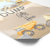 Poster Baby shower de camion de construction cadeaux de v (Coin)