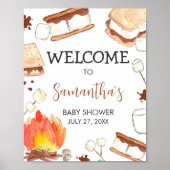 Poster Baby shower de camping S'mores Bienvenue (Devant)