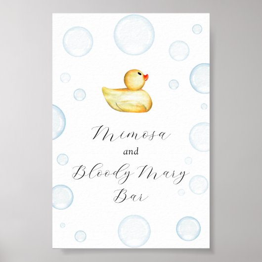 Poster Baby shower de canard en caoutchouc Mimosa et Bloo (Devant)