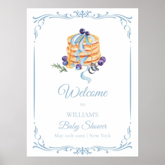 Poster Baby shower de cancake bleuté français mignon Bien (Devant)