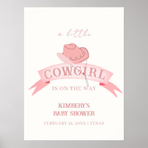 Poster Baby shower de Casquette rose Western Cowgirl