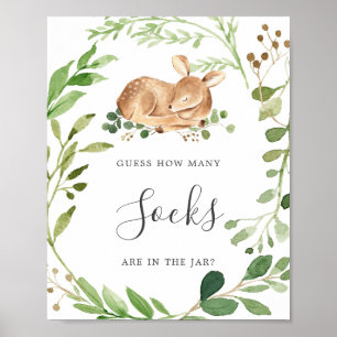 Poster Baby shower De Cerfs Devine Combien De Chaussettes