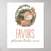 Poster Baby shower de cerfs en traîneau à bois : faveurs (Devant)