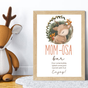 Poster Baby shower de cerfs en traîneau en bois
