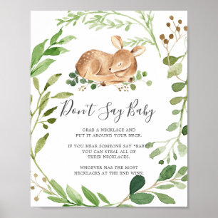 Poster Baby shower de cerfs ne pas dire signe bébé