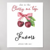 Poster Baby shower de cerises d'aquarelle - Faveurs (Devant)