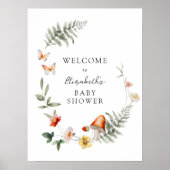 Poster Baby shower de champignons de forêt enchanté (Devant)