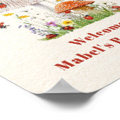 Poster Baby shower de champignons Little Ladybug Bienvenu (Coin)