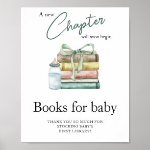 Poster Baby shower de chapitre de l'aquarelle - Livres po