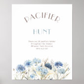 Poster Baby shower de chasse Dusty Blue Fleur sauvage Pac (Devant)