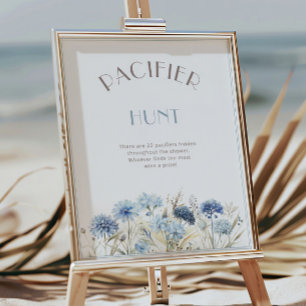 Poster Baby shower de chasse Dusty Blue Fleur sauvage Pac