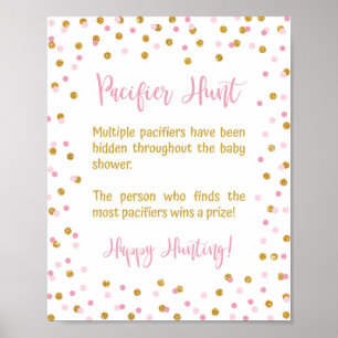 Poster Baby shower de chasse Pacifique Jeu Signe rose et