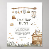 Poster Baby shower de chasse Rustique Floral Fishing Paci (Devant)