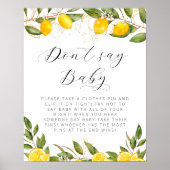 Poster Baby shower de citron d’été brillant Ne pas dire b (Devant)