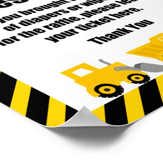 Poster Baby shower de construction (Coin)