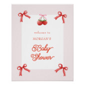 Poster Baby shower de coquette rose pâle Berry (Devant)