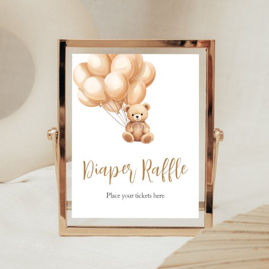 Poster Baby shower de couche de  à ballon Brown de l'ours