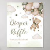 Poster Baby shower de couche de de l'ours vert (Devant)