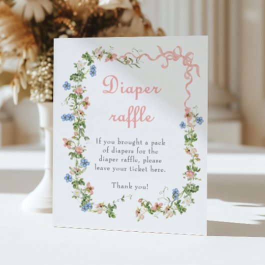 Poster Baby shower de couche fleur sauvage Pink Bow