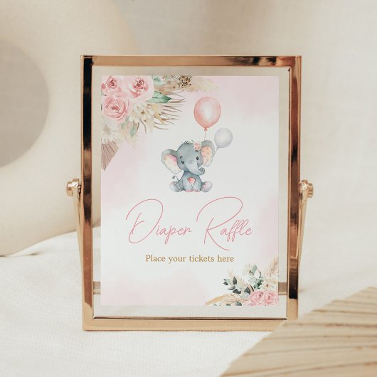 Poster Baby shower de couches de ballons roses Raffle