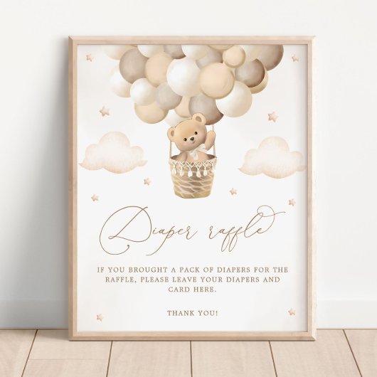 Poster Baby shower de couches Neutral Teddy