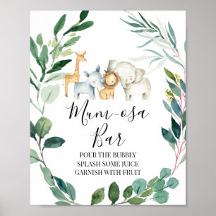 Poster Baby shower de couronnes Safari vert Mimosa