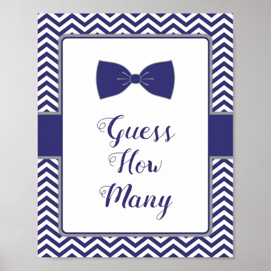Poster Baby shower de Cravate Little Man Bow Devinez comb (Devant)