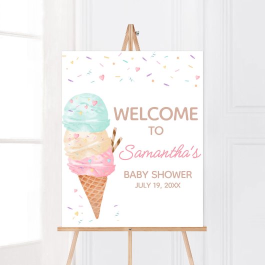 Poster Baby shower de crème glacée