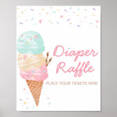 Poster Baby shower de crème glacée Déchets Raffle (Devant)