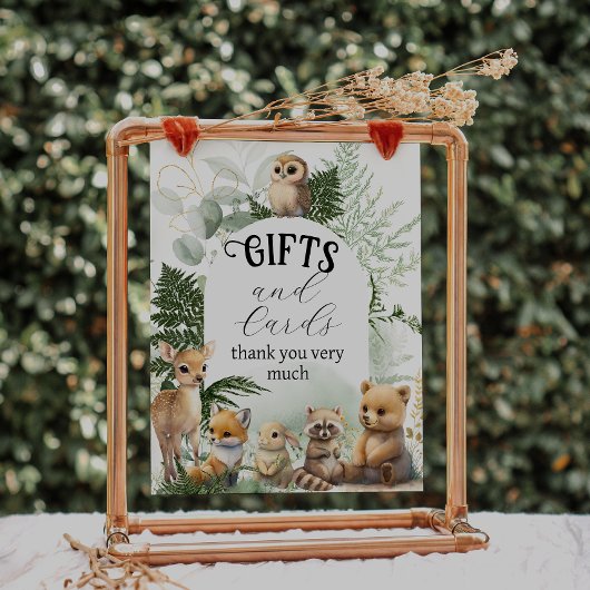 Poster Baby shower de dons pour animaux de bois de verdur