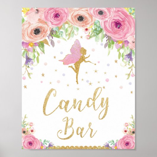 Poster Baby shower de fée Anniversaire Barre de bonbons P (Devant)