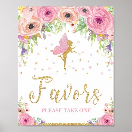 Poster Baby shower de fée Faveurs d'anniversaire Signer l (Devant)
