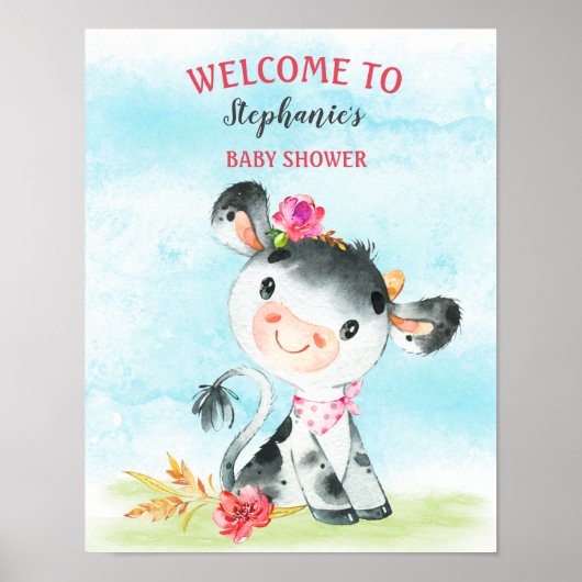 Poster Baby shower de ferme de Baby shower de vaches d'aq (Devant)
