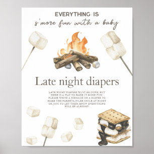 Poster Baby shower de feu de camp - Late night couches je