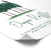 Poster Baby shower de feuillus vert roux de sapins rustiq (Coin)