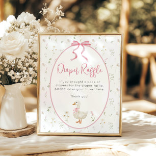 Poster Baby shower de fille au chapeau d'oie bête
