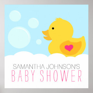 Poster Baby shower de fille de bain en caoutchouc Ducky B