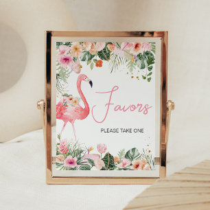 Poster Baby shower de Flamant rose tropical Faveurs