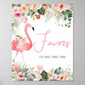 Poster Baby shower de Flamant rose tropical Faveurs (Devant)