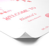 Poster Baby shower de fleur rose simple accueil (Coin)