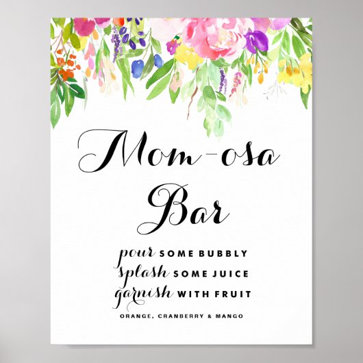Poster Baby shower de fleurs de printemps d'aquarelle Mam (Devant)