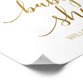 Poster Baby shower de fleurs de tourbe rose et de poitrin (Coin)