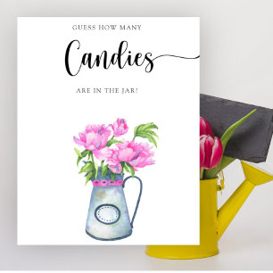 Poster Baby shower de fleurs Devinez combien de bonbons