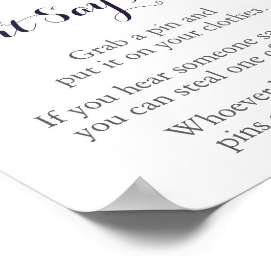 Poster Baby shower de fleurs ne pas dire jeu bébé signe (Coin)